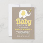 Cute Modern Yellow Beige Elephant Baby shower Kaart (Voorkant)