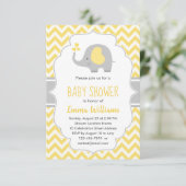 Cute Modern Yellow Grey Elephant Baby shower Kaart (Staand voorkant)