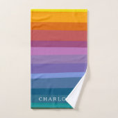 Cute Moderne Abstracte trillende regenboogstripes  Bad Handdoek (Handdoek)