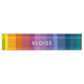 Cute Moderne Abstracte trillende regenboogstripes  Naambordje (Voorkant)