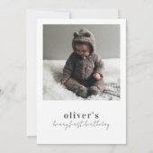 Cute moderne beren foto 1e verjaardag kaart (Achterkant)