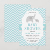 Cute Moderne Blauwgrijze Olifant Jongen Baby Showe Kaart (Voorkant / Achterkant)