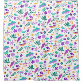 Cute Moderne Bloemen en Bladeren Douchegordijn (Voorkant)