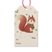 Cute Moderne Bos Eekhoorn Kerst Cadeautags