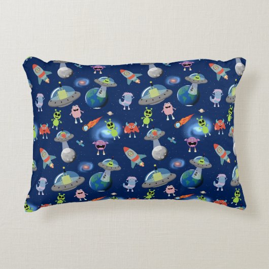 Cute Moderne Buitenaardse Monsters Ruimte Kinderen Accent Kussen (Voorkant)