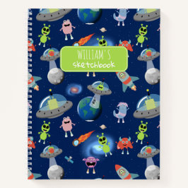 Cute Moderne Buitenaardse Monsters Ruimte Kinderen Notitieboek