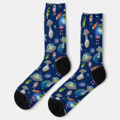 Cute Moderne Buitenaardse Monsters Ruimte Kinderen Sokken (Links)