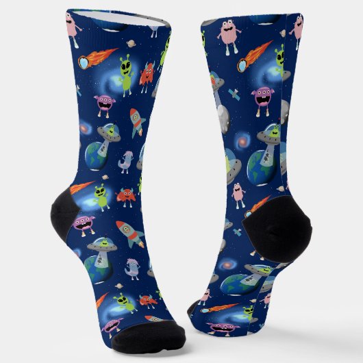 Cute Moderne Buitenaardse Monsters Ruimte Kinderen Sokken (Gebogen)