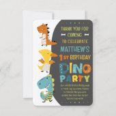 Cute Moderne Dino Dinosaur Kinderverjaardagsfeestj Bedankkaart (Voorkant)