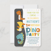 Cute Moderne Dino Dinosaur Kinderverjaardagsfeestj Bedankkaart (Voorkant)