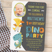 Cute Moderne Dinosaurus Kinder Foto Verjaardagsfee Bedankkaart