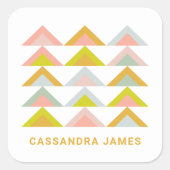 Cute moderne geometrische driehoeken in pasteelkle vierkante sticker (Voorkant)