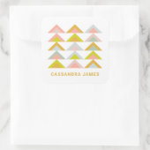 Cute moderne geometrische driehoeken in pasteelkle vierkante sticker (Tas)