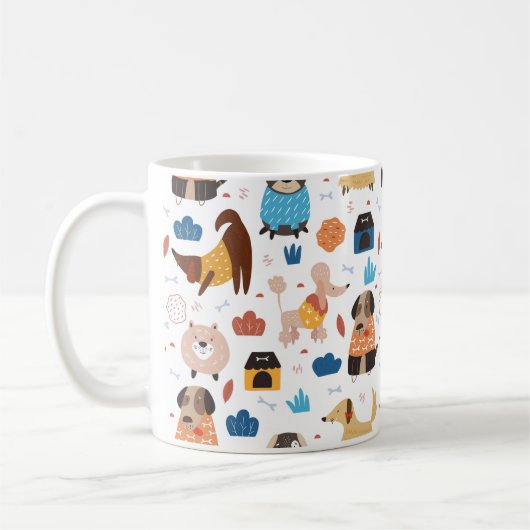 Cute moderne honden patroonhonden koffiemok (Links)