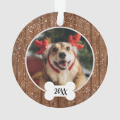 Cute Moderne Houten Hond Bot Kerst Ornament (achterkant)