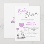 Cute Moderne LAVENDER Mama Olifant & Baby Shower Kaart (Voorkant / Achterkant)