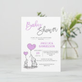 Cute Moderne LAVENDER Mama Olifant & Baby Shower Kaart (Staand voorkant)