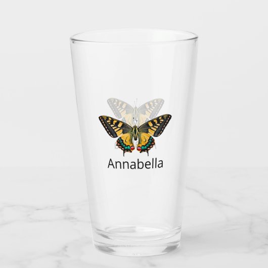Cute Moderne Photography Butterfly Voeg naam toe Glas (Achterkant)