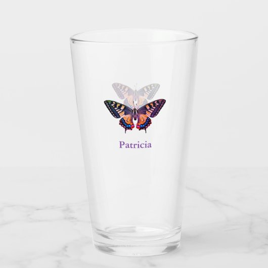 Cute Moderne Photography Butterfly Voeg naam toe Glas (Achterkant)