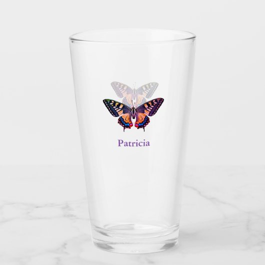Cute Moderne Photography Butterfly Voeg naam toe Glas (Voorkant)