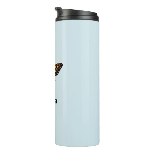 Cute Moderne Photography Butterfly Voeg naam toe Thermosbeker (Geroteerd rechts)