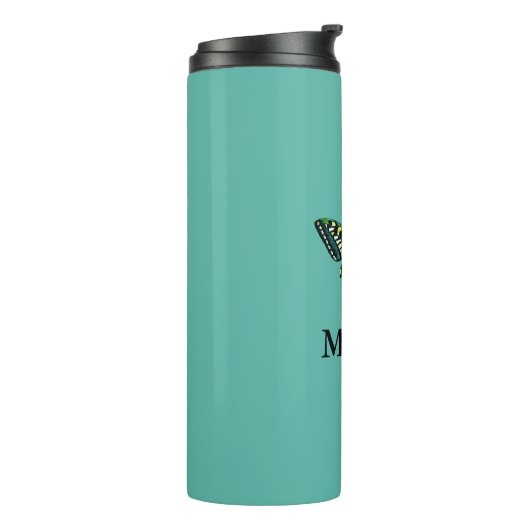 Cute Moderne Photography Butterfly Voeg naam toe Thermosbeker (Gedraaid links)