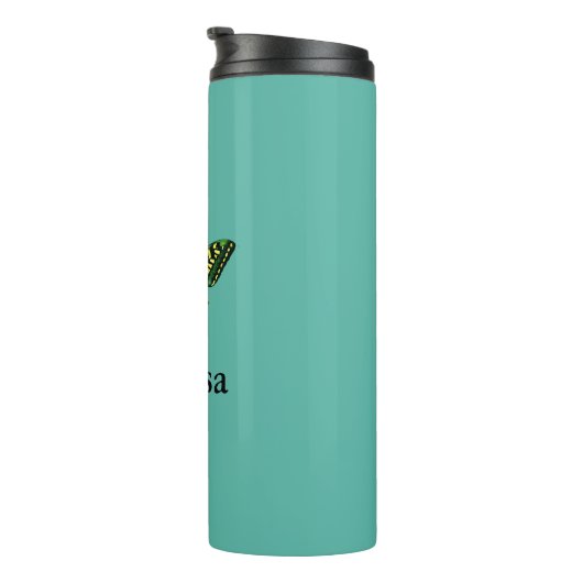 Cute Moderne Photography Butterfly Voeg naam toe Thermosbeker (Geroteerd rechts)