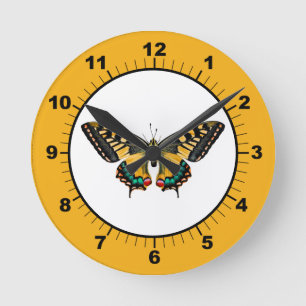 Cute Moderne Photography Butterfly Yellow Ronde Klok
