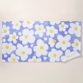 Cute Moderne Retro Margriet Blauw Geel Wit Strandlaken (Voorkant)