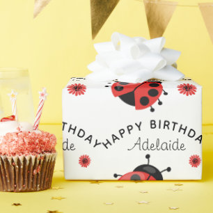 Cute Moderne Rode Lieveheersbeestje Persoonlijk In Cadeaupapier