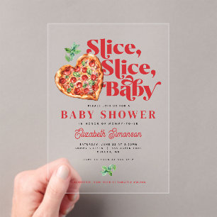 Cute Moderne Rood Witte Slice Slice Baby Shower Acryl Uitnodigingen