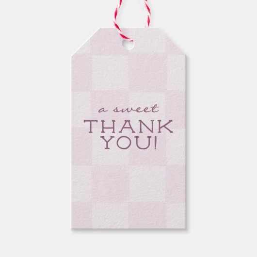 Cute Moderne Roze Geruite Baby Shower Cadeaulabel (Voorkant)