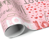 Cute Moderne Roze Liefdes Hart Patroon Cadeaupapier (Rol Hoek)