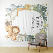 Cute moderne safari jungle baby shower achtergrond wandkleed (In Situ (horizontaal))