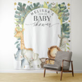 Cute moderne safari jungle baby shower achtergrond wandkleed (In situ)