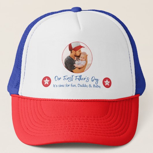 Cute Moderne Simple Papa Baby First Fathers Day Trucker Pet (Voorkant)