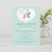 Cute Moderne Tortelduifjes Heart Engagement Party Kaart (Staand voorkant)