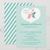 Cute Moderne Tortelduifjes Heart Engagement Party Kaart (Voorkant / Achterkant)