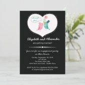 Cute Moderne Tortelduifjes Heart Engagement Party Kaart (Staand voorkant)