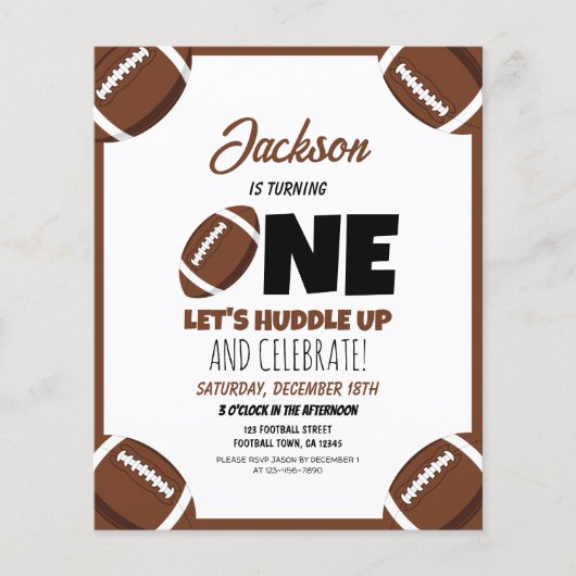 Cute moderne voetbal budget 1e verjaardagsuitnodig (Voorkant)