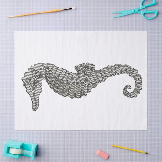 Cute moderne zeepaardtekening Nautilus kinderkamer Tissuepapier (Craft)