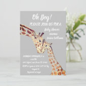 Cute Moeder Baby Boy Giraffe Safari Boho Animals Kaart (Staand voorkant)