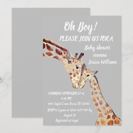 Cute Moeder Baby Boy Giraffe Safari Boho Animals Kaart (Voorkant / Achterkant)