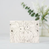 Cute Moeder Baby Bunny Rabbits Briefkaart (Staand voorkant)