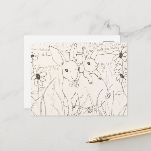 Cute Moeder Baby Bunny Rabbits Briefkaart (Voorkant / Achterkant in situ)