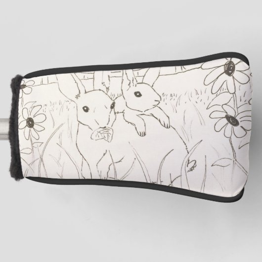 Cute Moeder Baby Bunny Rabbits Golfheadcover (Voorkant)