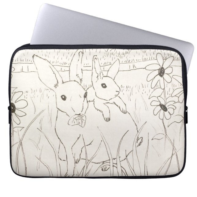 Cute Moeder Baby Bunny Rabbits Laptop Sleeve (Voorkant)