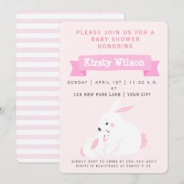 Cute moeder & Baby Girl Bunny | BABY SHOWER Kaart
