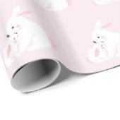Cute moeder & Baby Girl Bunny | Roze Cadeaupapier (Rol Hoek)