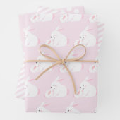Cute moeder & Baby Girl Bunny | Roze Inpakpapier Vel (In situ)